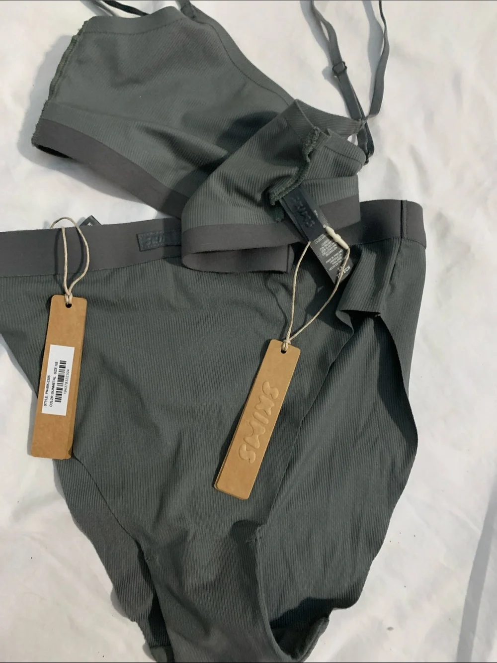 High-Waist Gunmetal Bikini lingerie Set - Women skims